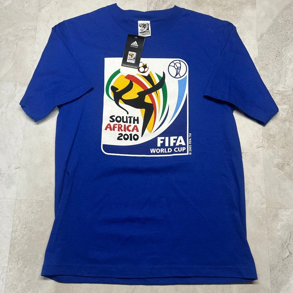 Adidas FIFA World Cup 2010 South Africa T-Shirt Blue Mens Small NWT Stains